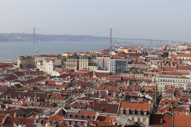 Výhľad z hradu na Most 25. apríla v Lisabone